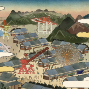 おべ工業様 CM用 浮世絵 背景イラスト