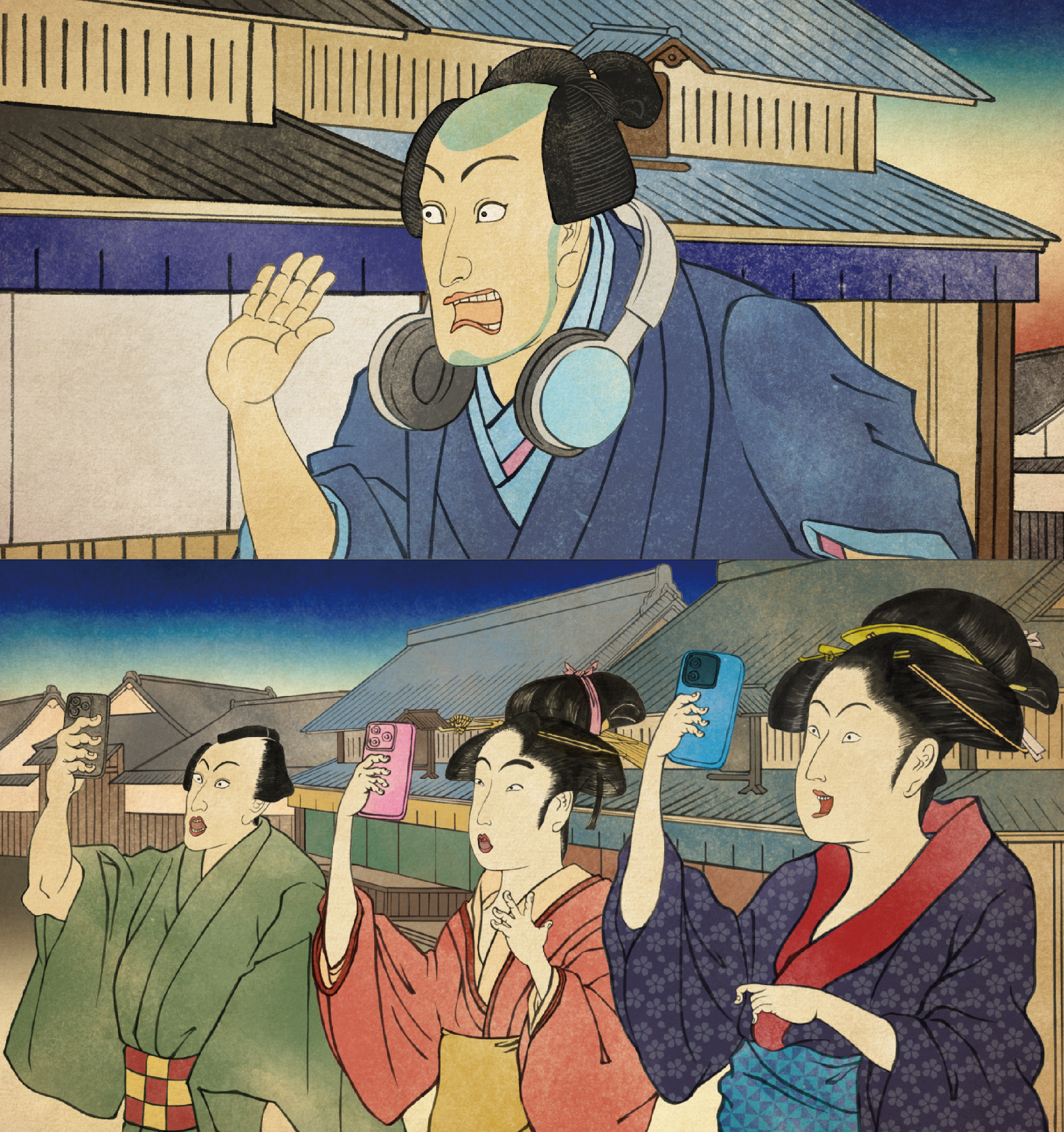 おべ工業様 CM用 浮世絵イラスト